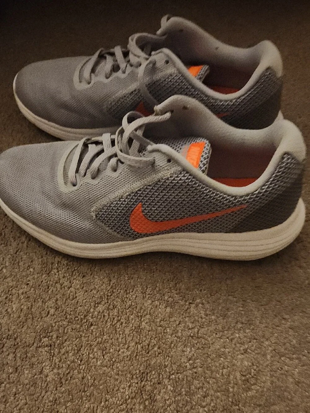 Nike Light Gray Mesh Sneakers with Orange Insoles